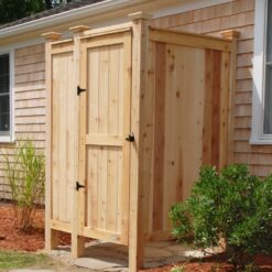 Outdoor Cedar Shower Caddy , Rustic Style Exterior Shower Storage