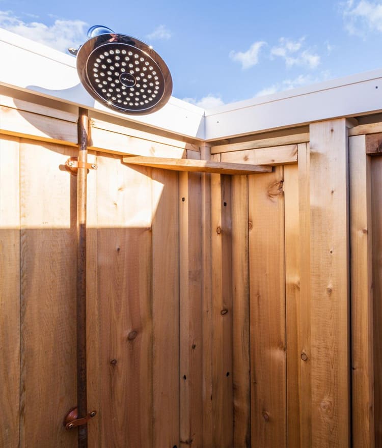shower head - cedar outdoor shower